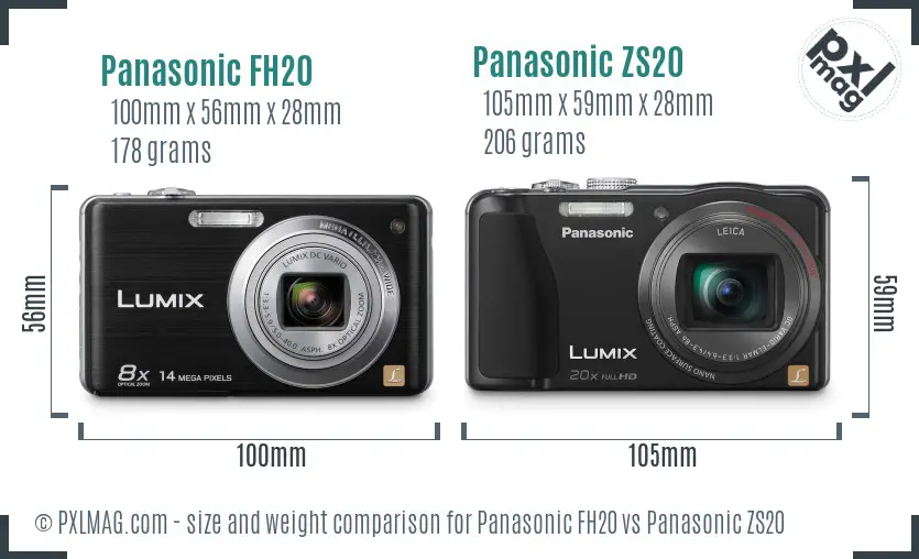 Panasonic FH20 vs Panasonic ZS20 size comparison