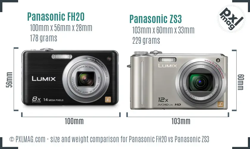 Panasonic FH20 vs Panasonic ZS3 size comparison