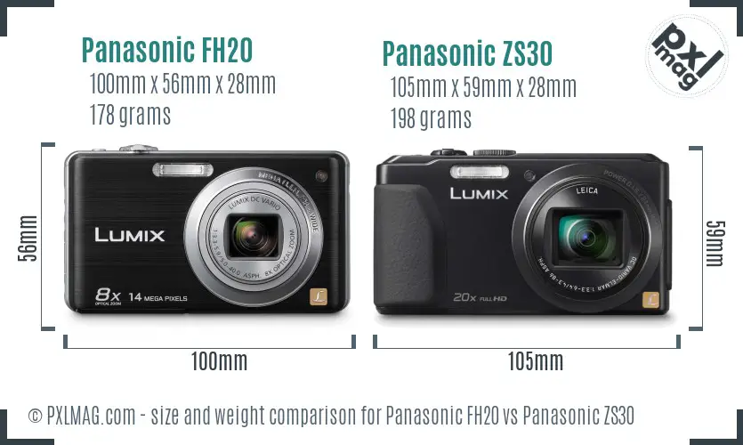 Panasonic FH20 vs Panasonic ZS30 size comparison