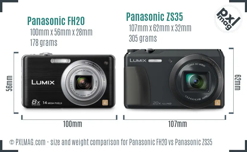 Panasonic FH20 vs Panasonic ZS35 size comparison