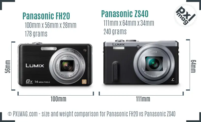 Panasonic FH20 vs Panasonic ZS40 size comparison