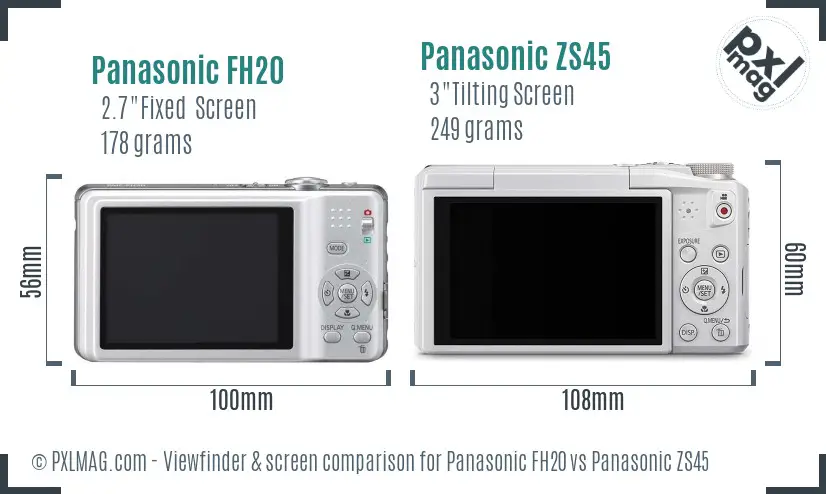 Panasonic FH20 vs Panasonic ZS45 Screen and Viewfinder comparison