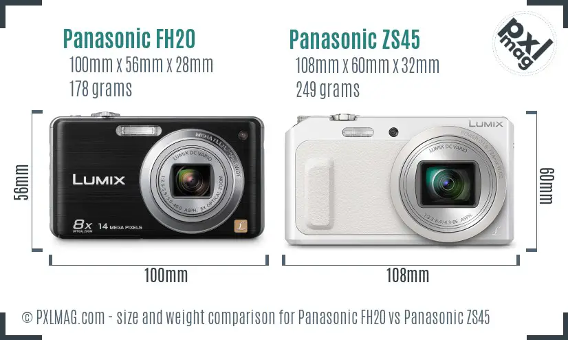 Panasonic FH20 vs Panasonic ZS45 size comparison