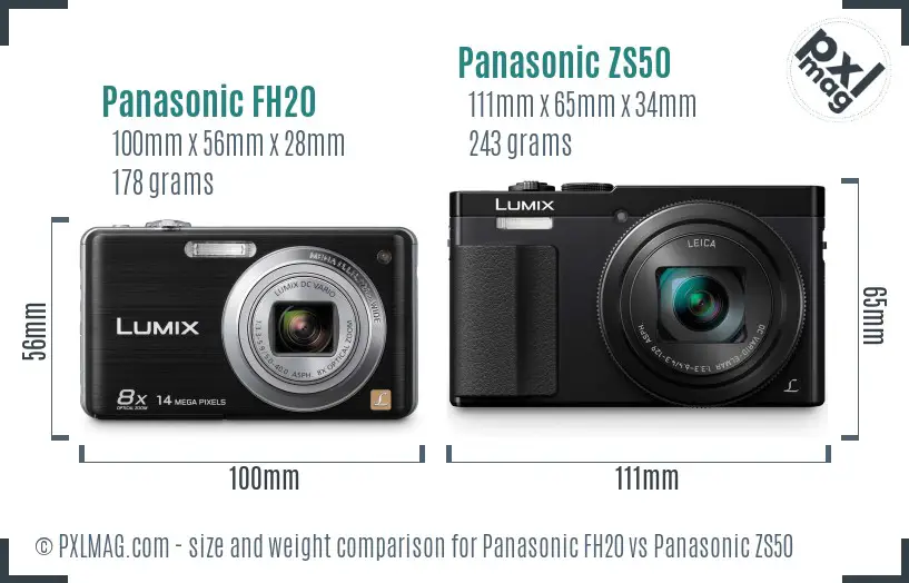 Panasonic FH20 vs Panasonic ZS50 size comparison
