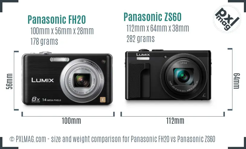 Panasonic FH20 vs Panasonic ZS60 size comparison