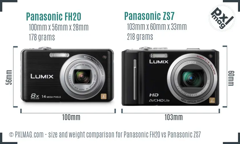 Panasonic FH20 vs Panasonic ZS7 size comparison
