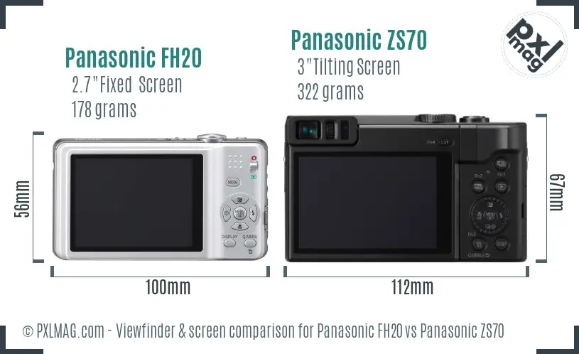 Panasonic FH20 vs Panasonic ZS70 Screen and Viewfinder comparison