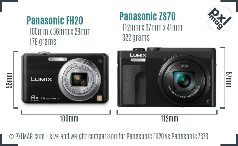 Panasonic FH20 vs Panasonic ZS70 size comparison