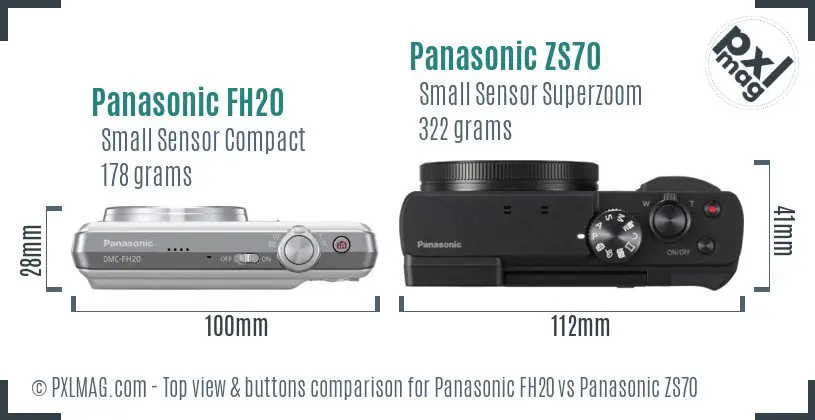 Panasonic FH20 vs Panasonic ZS70 top view buttons comparison
