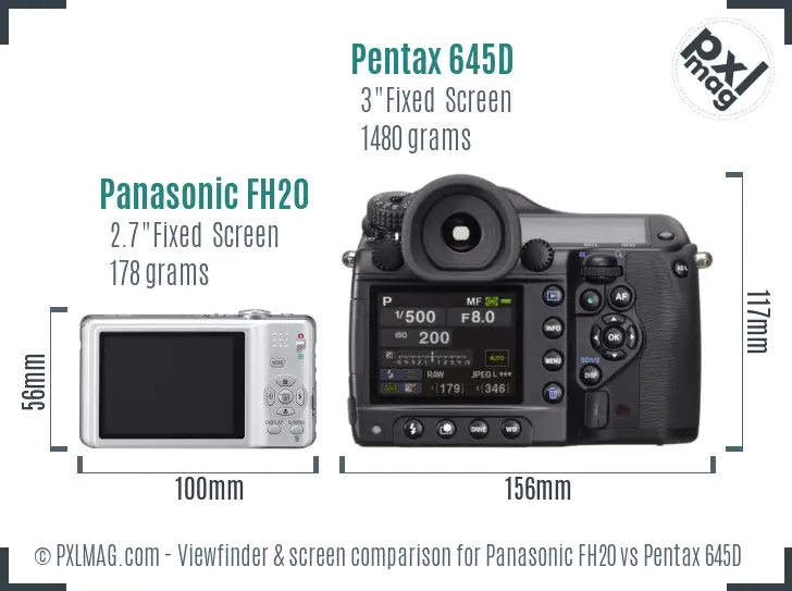 Panasonic FH20 vs Pentax 645D Screen and Viewfinder comparison