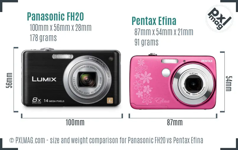 Panasonic FH20 vs Pentax Efina size comparison