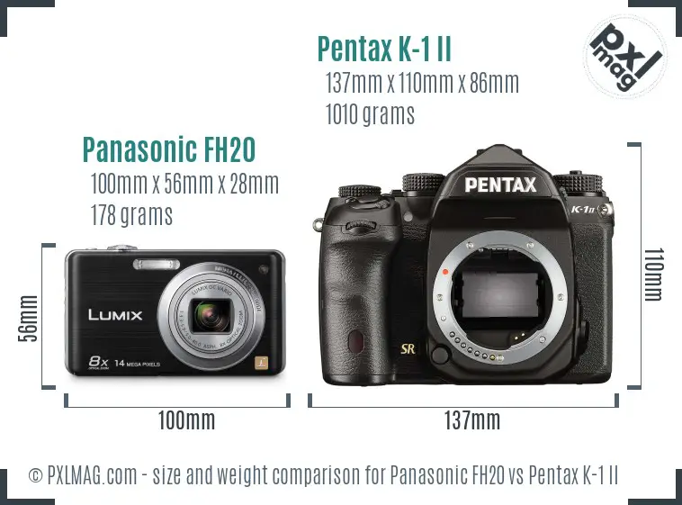 Panasonic FH20 vs Pentax K-1 II size comparison