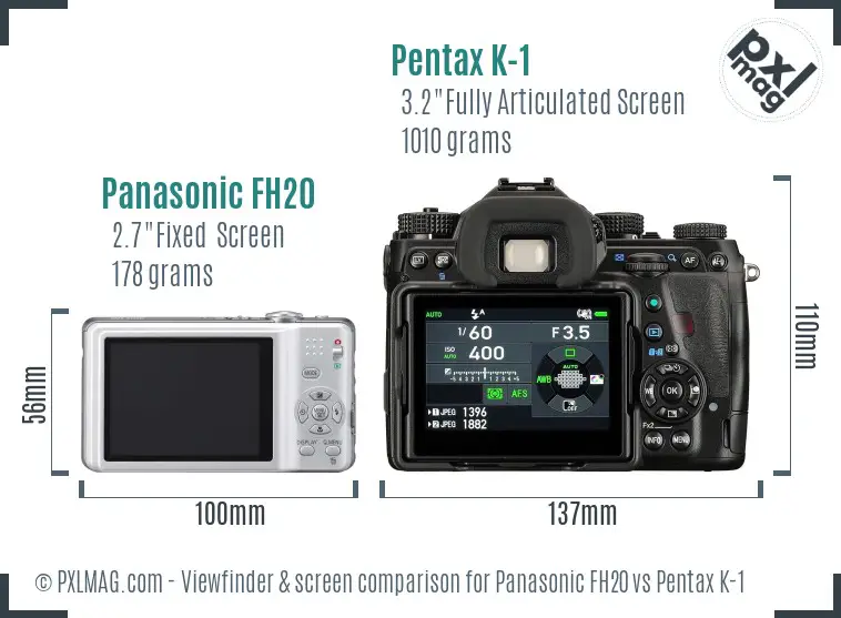 Panasonic FH20 vs Pentax K-1 Screen and Viewfinder comparison