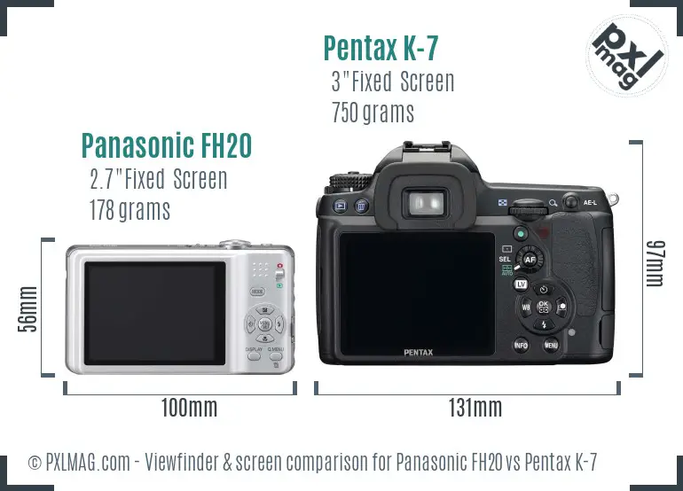 Panasonic FH20 vs Pentax K-7 Screen and Viewfinder comparison Panasonic FH20 vs Pentax K-7 Screen and Viewfinder comparison