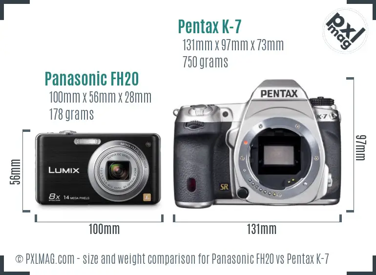 Panasonic FH20 vs Pentax K-7 size comparison Panasonic FH20 vs Pentax K-7 size comparison