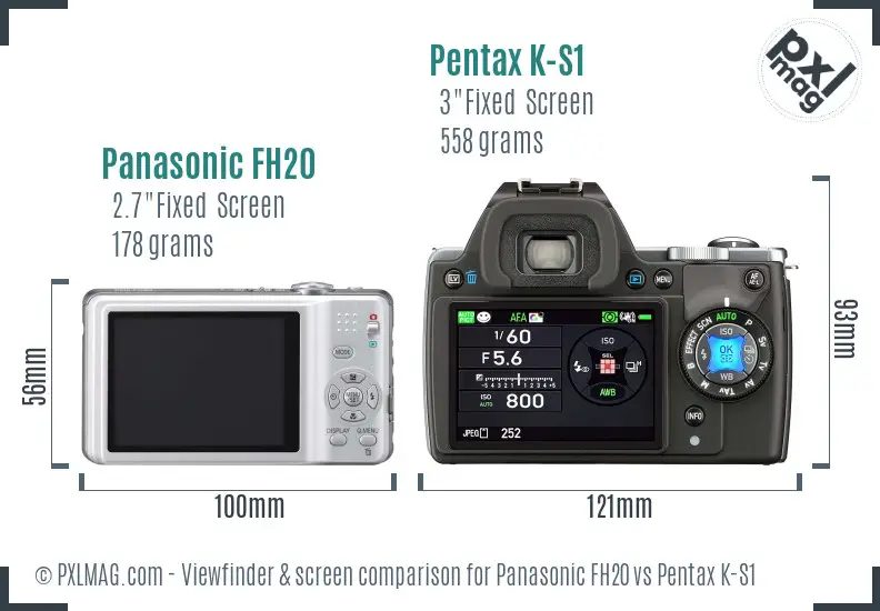 Panasonic FH20 vs Pentax K-S1 Screen and Viewfinder comparison