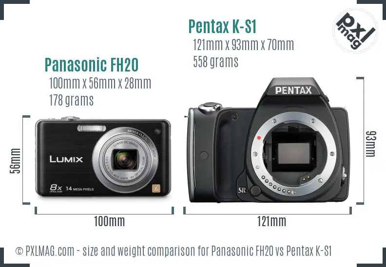 Panasonic FH20 vs Pentax K-S1 size comparison