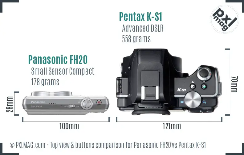 Panasonic FH20 vs Pentax K-S1 top view buttons comparison