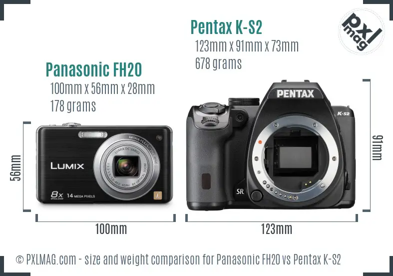 Panasonic FH20 vs Pentax K-S2 size comparison