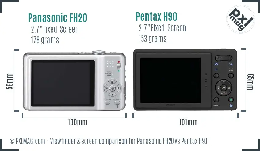 Panasonic FH20 vs Pentax H90 Screen and Viewfinder comparison