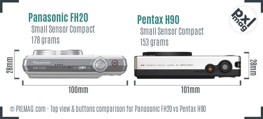 Panasonic FH20 vs Pentax H90 top view buttons comparison