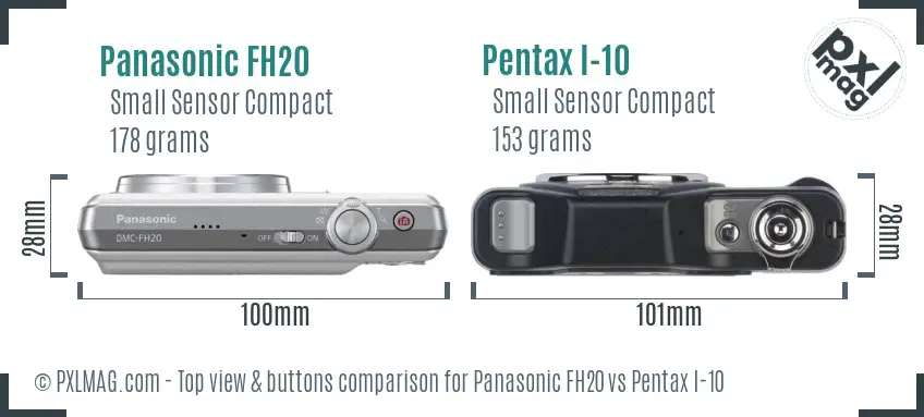 Panasonic FH20 vs Pentax I-10 top view buttons comparison