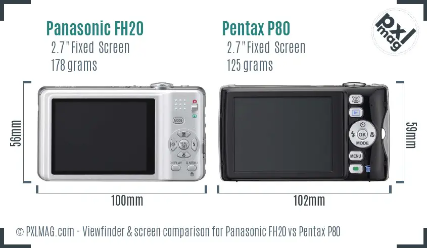 Panasonic FH20 vs Pentax P80 Screen and Viewfinder comparison