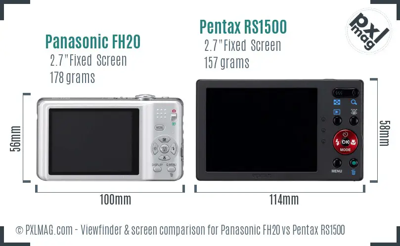 Panasonic FH20 vs Pentax RS1500 Screen and Viewfinder comparison