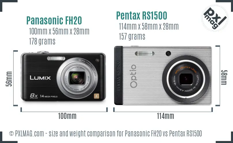 Panasonic FH20 vs Pentax RS1500 size comparison