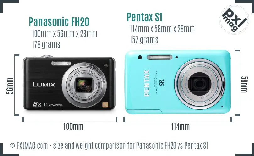 Panasonic FH20 vs Pentax S1 size comparison