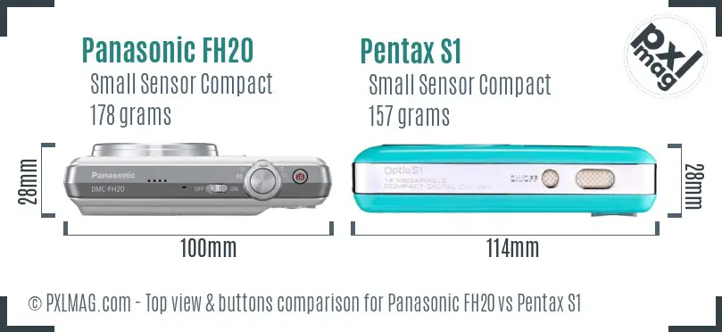 Panasonic FH20 vs Pentax S1 top view buttons comparison