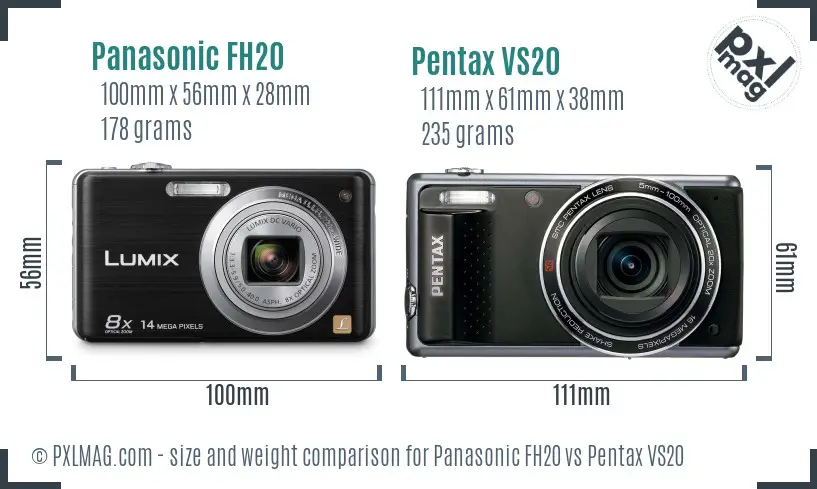 Panasonic FH20 vs Pentax VS20 size comparison