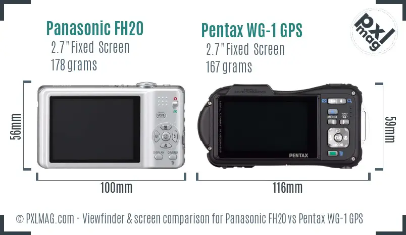 Panasonic FH20 vs Pentax WG-1 GPS Screen and Viewfinder comparison