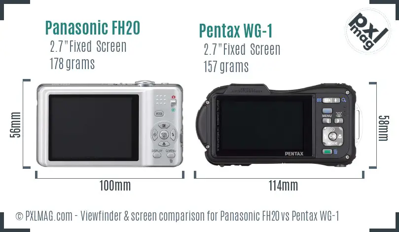 Panasonic FH20 vs Pentax WG-1 Screen and Viewfinder comparison