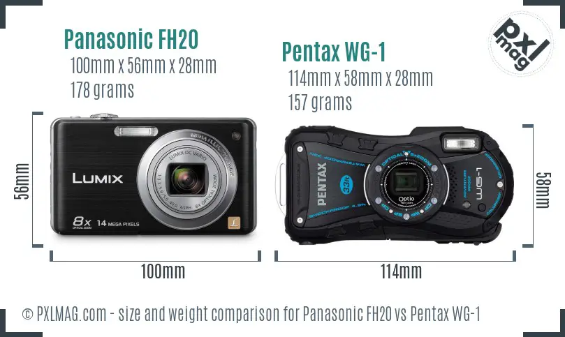 Panasonic FH20 vs Pentax WG-1 size comparison