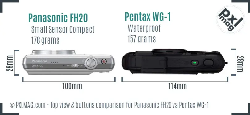 Panasonic FH20 vs Pentax WG-1 top view buttons comparison