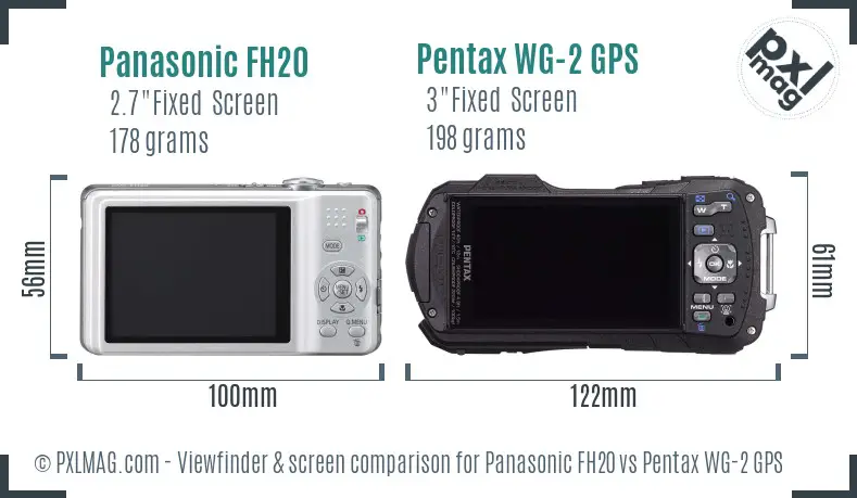 Panasonic FH20 vs Pentax WG-2 GPS Screen and Viewfinder comparison