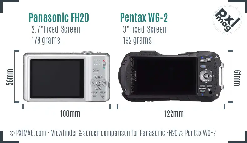 Panasonic FH20 vs Pentax WG-2 Screen and Viewfinder comparison
