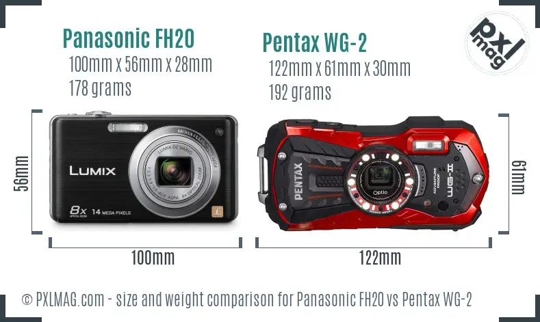 Panasonic FH20 vs Pentax WG-2 size comparison