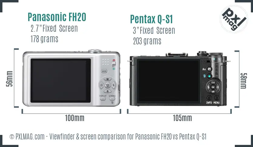 Panasonic FH20 vs Pentax Q-S1 Screen and Viewfinder comparison