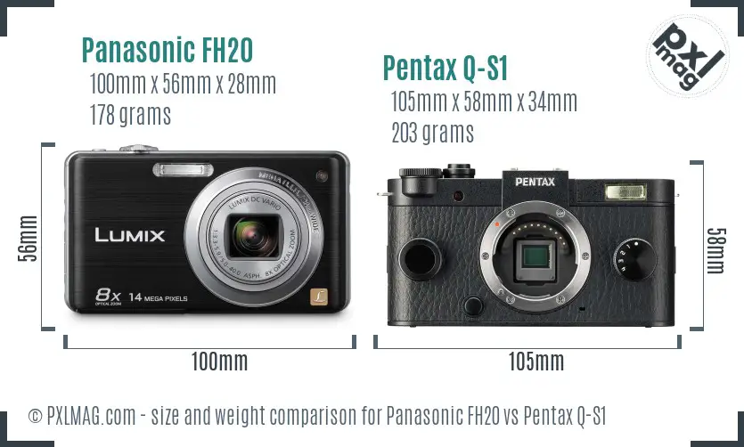 Panasonic FH20 vs Pentax Q-S1 size comparison