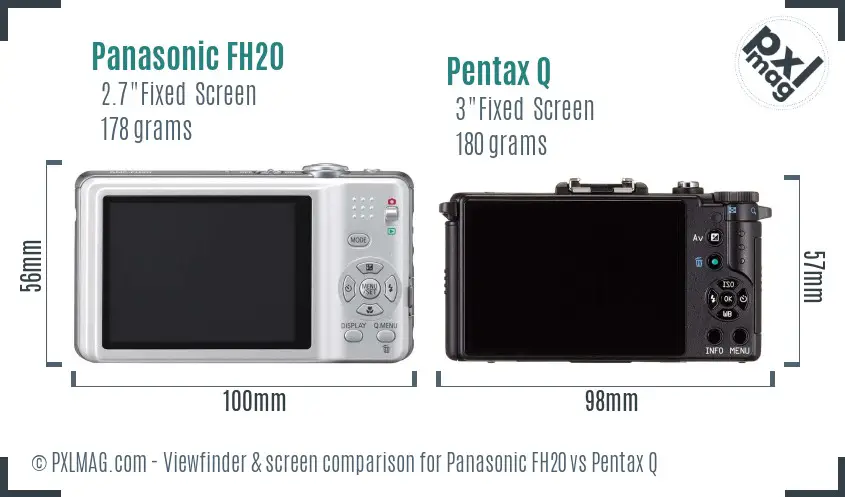 Panasonic FH20 vs Pentax Q Screen and Viewfinder comparison