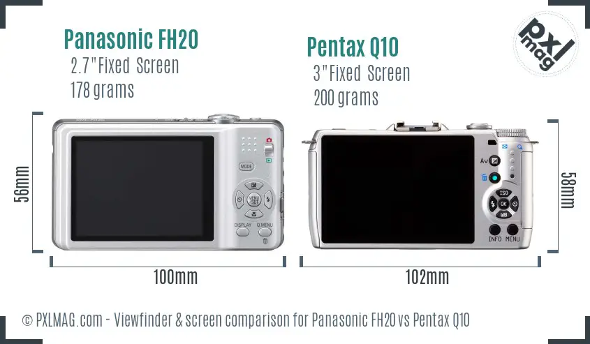 Panasonic FH20 vs Pentax Q10 Screen and Viewfinder comparison