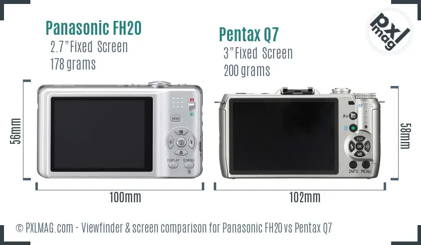 Panasonic FH20 vs Pentax Q7 Screen and Viewfinder comparison