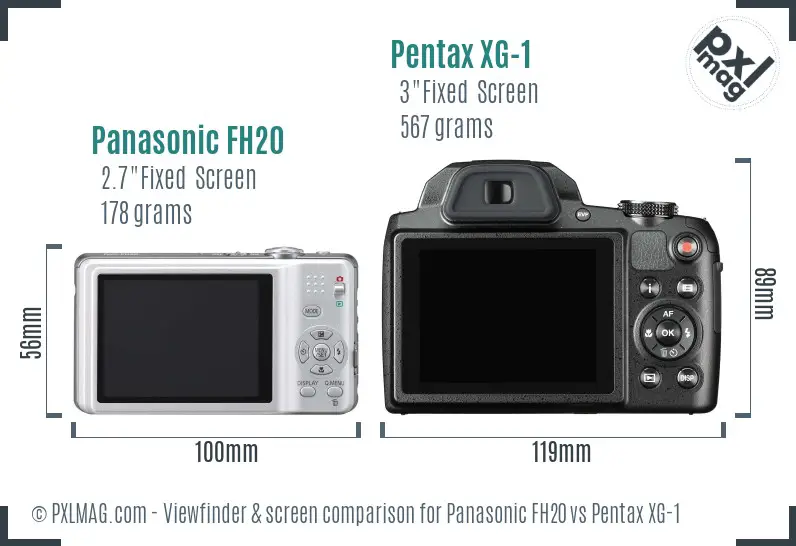 Panasonic FH20 vs Pentax XG-1 Screen and Viewfinder comparison