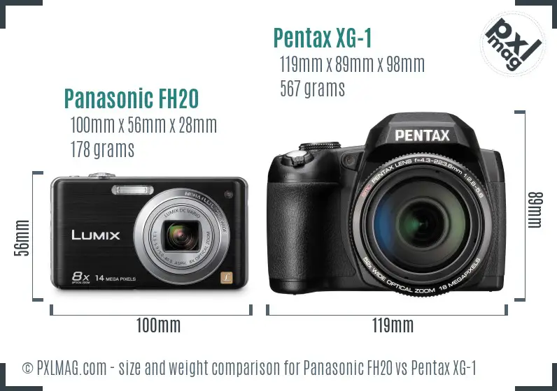 Panasonic FH20 vs Pentax XG-1 size comparison