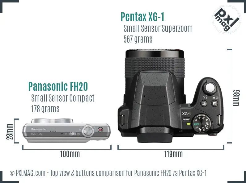 Panasonic FH20 vs Pentax XG-1 top view buttons comparison