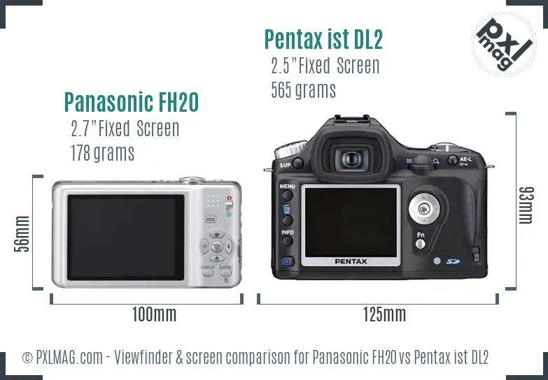 Panasonic FH20 vs Pentax ist DL2 Screen and Viewfinder comparison