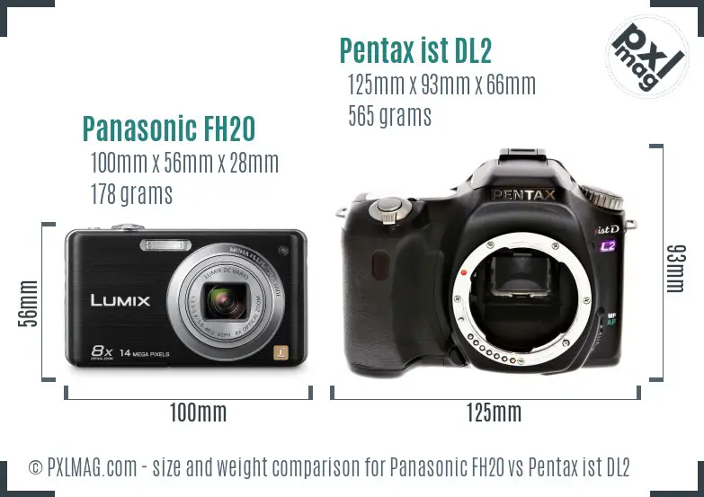 Panasonic FH20 vs Pentax ist DL2 size comparison