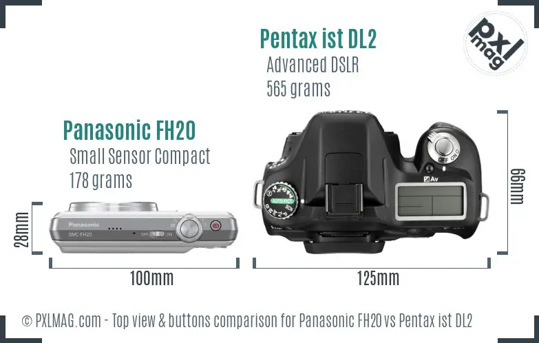 Panasonic FH20 vs Pentax ist DL2 top view buttons comparison